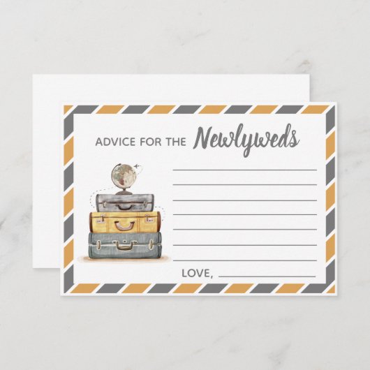 Reisthema Advies voor de jonggehuwden geel grijs Informatiekaartje (Voorkant / Achterkant)