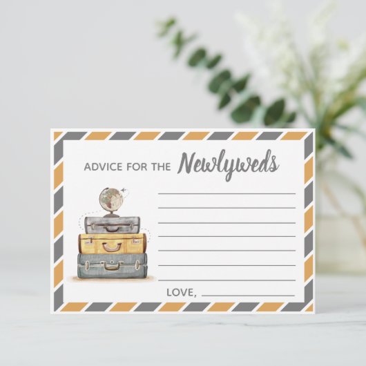 Reisthema Advies voor de jonggehuwden geel grijs Informatiekaartje (Staand voorkant)