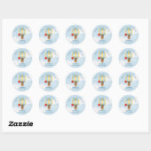 Reisthema Baby shower Blauw Bedankt Favor Ronde Sticker (Vel)