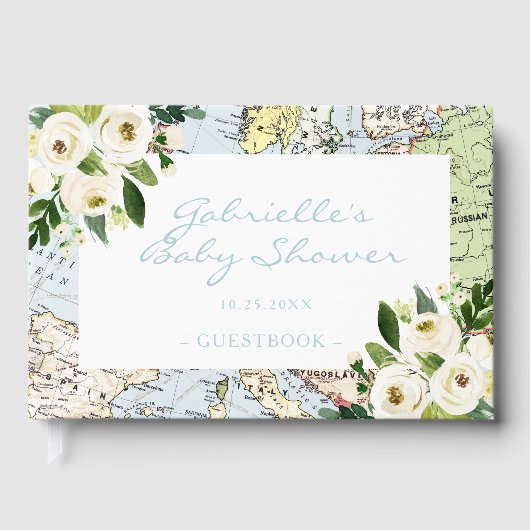 Reisthema Baby shower  kaart Aangepast Gastenboek (Voorkant)