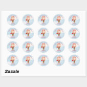 Reisthema Baby shower Roze Dank u Favor Ronde Sticker (Vel)