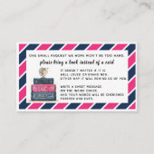 Reisthema Boek in plaats van kaartje Navy Pink inv Informatiekaartje (Voorkant)