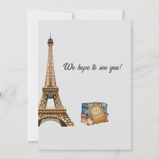 Reisthema Bon Voyage Eifel Tower Kaart (Achterkant)