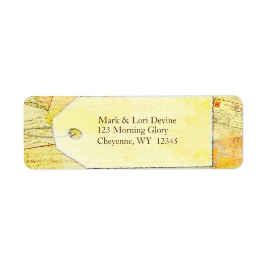 Reisthema in cacao en crème adresetiketten. etiket (Voorkant)