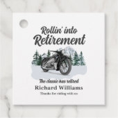 Reisthema Klassieke Motorfiets Rolling Bedankjes Labels (Voorkant)