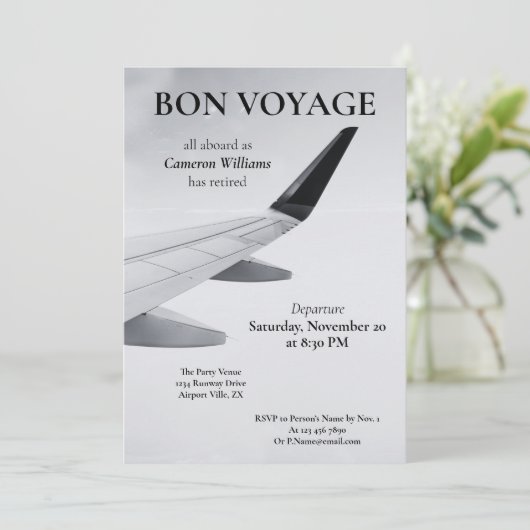 Reisthema Modern Vliegtuig Bon Voyage Kaart (Staand voorkant)