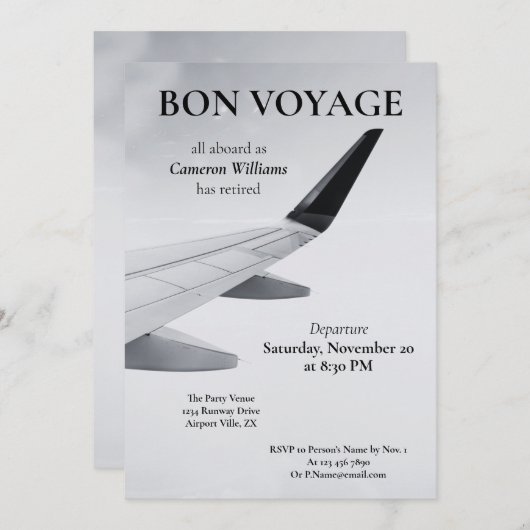 Reisthema Modern Vliegtuig Bon Voyage Kaart (Voorkant / Achterkant)