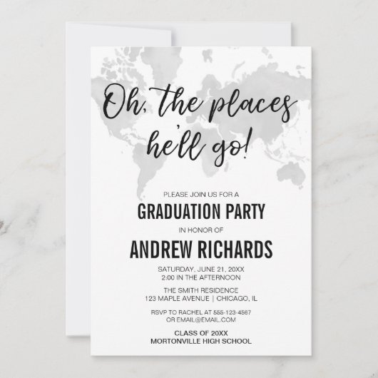 Reisthema Oh de plaatsen waar hij zal gaan afstude Kaart (Voorkant)