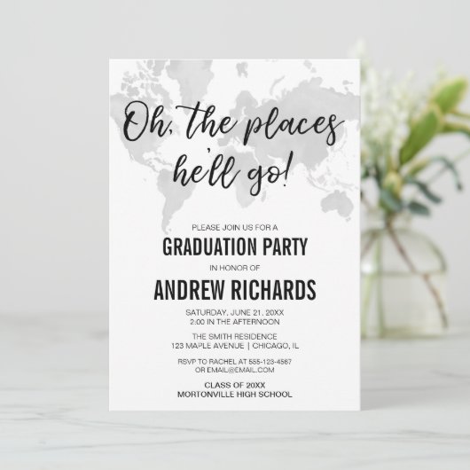 Reisthema Oh de plaatsen waar hij zal gaan afstude Kaart (Staand voorkant)