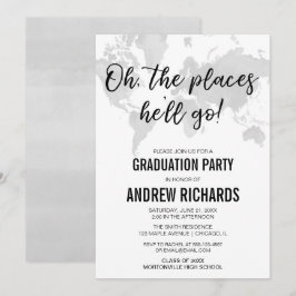 Reisthema Oh de plaatsen waar hij zal gaan afstude Kaart