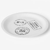 Reisthema Paspoortstempel Aangepaste bruiloft Papieren Bordje (Gekanteld)