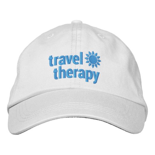 Reistherapie Geborduurd Pet Wit & Blauw (Voorkant)