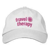 Reistherapie Geborduurd Pet Wit en Roze (Voorkant)