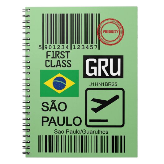 Reisticket Sao Paulo Brazilië Notitieboek (Voorkant)