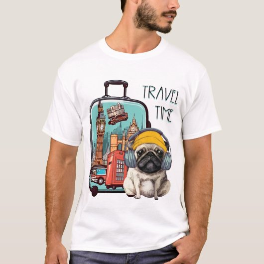 Reistijd met stijlvolle PUG T-shirt (Voorkant)