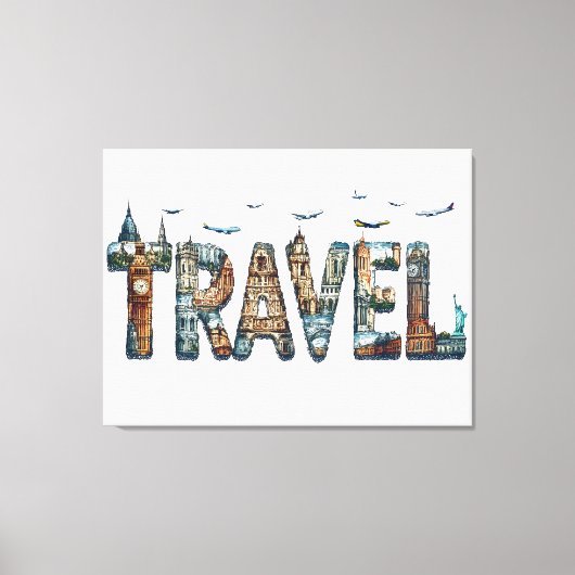 Reistypografie Wall Art Canvas Afdruk (Voorkant)