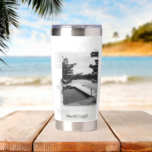 reisverslag_1 geïsoleerde drinkbeker (Strand (Gedraaid) )