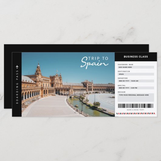 Reisvliegticket Spanje (Voorkant / Achterkant)