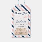 Reisvliegtuig Baby shower Sprinkle Neutrale gunst Cadeaulabel (Voorkant)