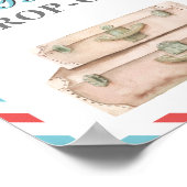 Reisvliegtuig Blauw Rode Bagage Cadeaubonnen Tafel Poster (Hoek)