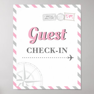 Reisvliegtuig Feest Thema Gast Check-in Welkom Poster