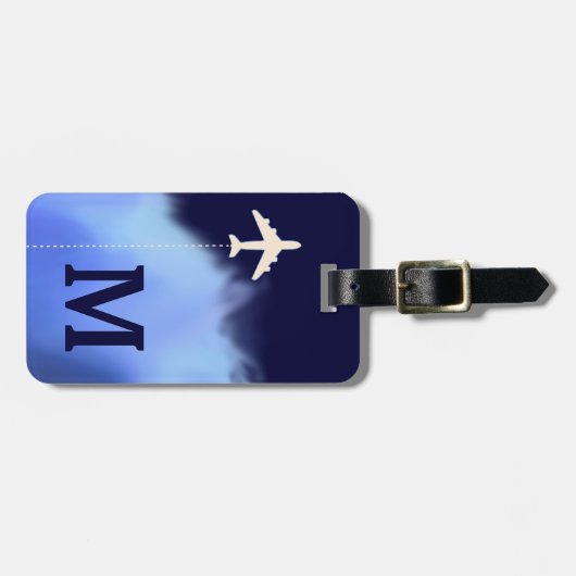 Reisvliegtuig Gepersonaliseerde naam & initiaal Bagagelabel (Voorkant horizontaal)