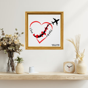 Reisvliegtuig Hart Ik hou van mijn piloot Aangepas Perfect Poster