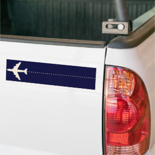 reisvliegtuig met stippellijn bumpersticker