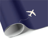 Reisvliegtuig met stippellijn cadeaupapier (Rol Hoek)