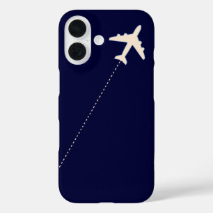 reisvliegtuig met stippellijn iPhone 16 hoesje