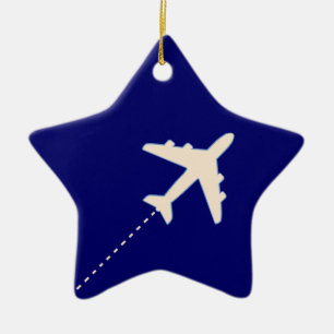 reisvliegtuig met stippellijn keramisch ornament