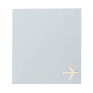 Reisvliegtuig met stippellijn notitieblok