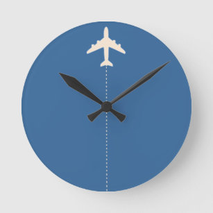 reisvliegtuig met stippellijn ronde klok