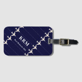 reisvliegtuig met stippellijnen blauw bagagelabel (Voorkant (horizontaal))