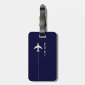 Reisvliegtuig met verdoofde lijnboot Blue Bagagelabel (Achterkant verticaal)