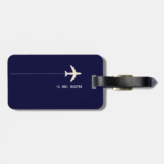 Reisvliegtuig met verdoofde lijnboot Blue Bagagelabel (Achterkant horizontaal)