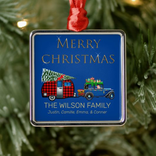 reisweg Santa Blue Metalen Ornament (Boom)