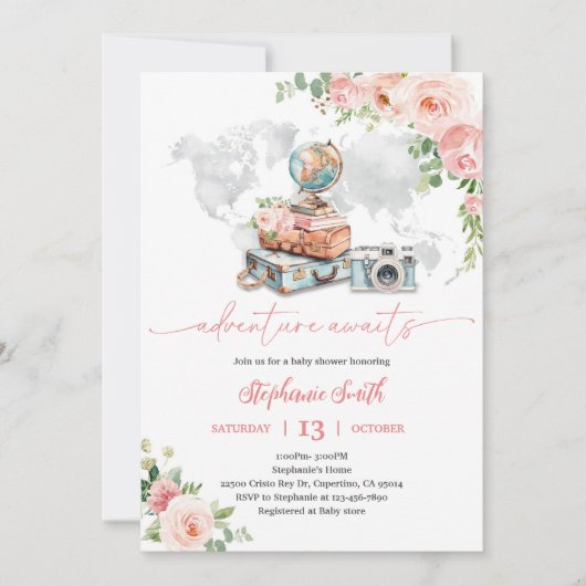 Reiswereldbol Babyshower Feest Kaart (Voorkant)