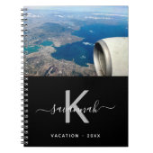 Reizen aangepaste foto zwart wit monogram notitieboek (Voorkant)