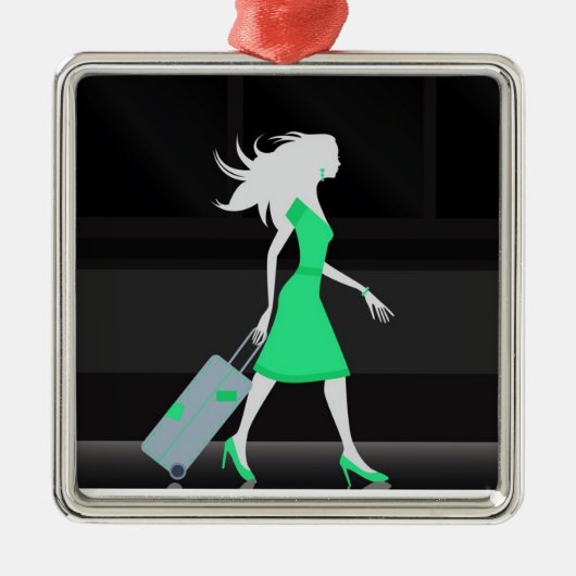 **** REIZEN ALS GEKKE DAME**** KERSTVERSIERING METALEN ORNAMENT (Voorkant)