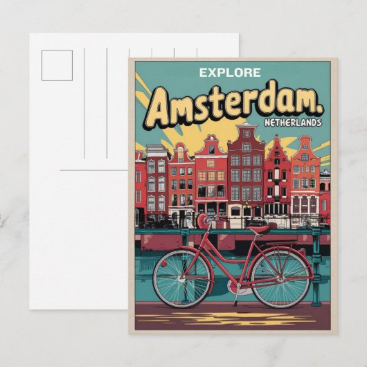 Reizen Amsterdam holland fietsen  geschenken Briefkaart (Voorkant / Achterkant)