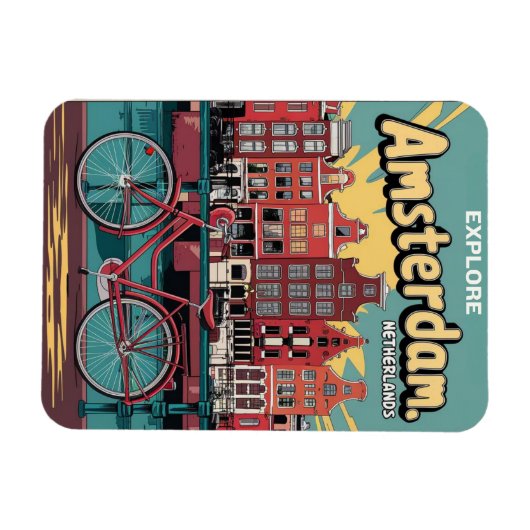 Reizen Amsterdam holland fietsen geschenken Magneet (Horizontaal)