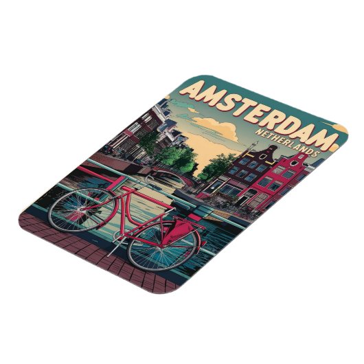 Reizen Amsterdam holland fietsen  geschenken Magneet (Linkerzijde)