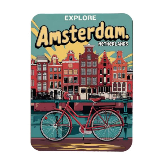 Reizen Amsterdam holland fietsen vintage geschenke Magneet (Verticaal)