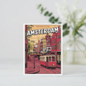 Reizen Amsterdam, Nederland tramlijn geschenken Briefkaart (Staand voorkant)