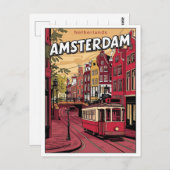 Reizen Amsterdam, Nederland tramlijn geschenken Briefkaart (Voorkant / Achterkant)