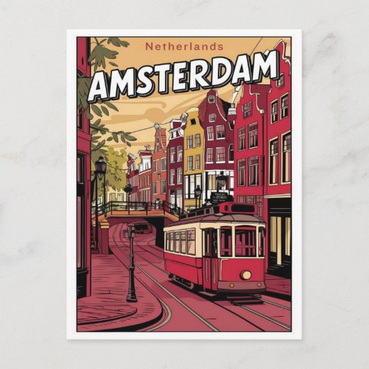Reizen Amsterdam, Nederland tramlijn geschenken Briefkaart (Voorkant)