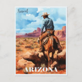 Reizen Arizona, Cowboy te paard Briefkaart (Voorkant)