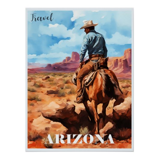 Reizen Arizona, Cowboy te paard Perfect Poster (Voorkant)