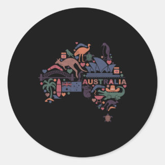Reizen Australië Kaart Sydney Australische Vakanti Ronde Sticker